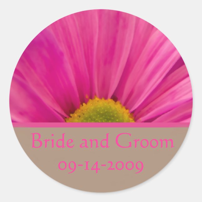 Sticker Rond Faisceau rose Gerber sur le sceau d'enveloppe Mari (Devant)