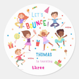 Sticker Rond Faisons des bonds parc de saut enfants anniversair