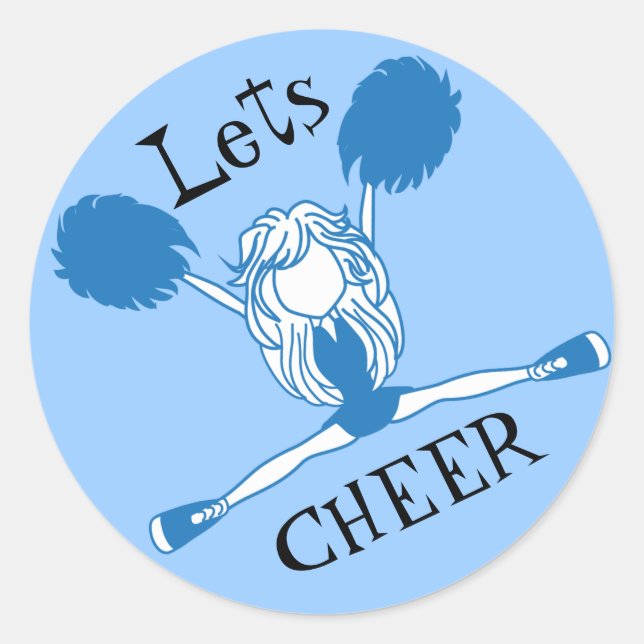 Sticker Rond Faisons honneur au Pom-pom girl bleu (Devant)