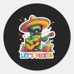 Sticker Rond Faisons la fête cinco de mayo drôle cactus mexicai