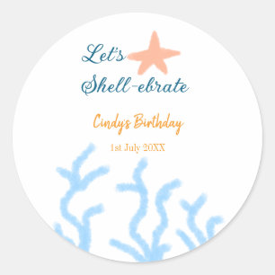 Sticker Rond Faisons la fête sous l'anniversaire bleu marine