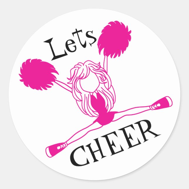 Sticker Rond Faisons la Pom-pom girl rose (Devant)