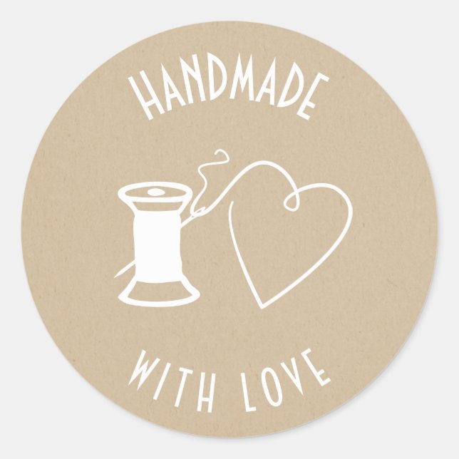 Sticker Rond Fait à la main avec amour (Devant)