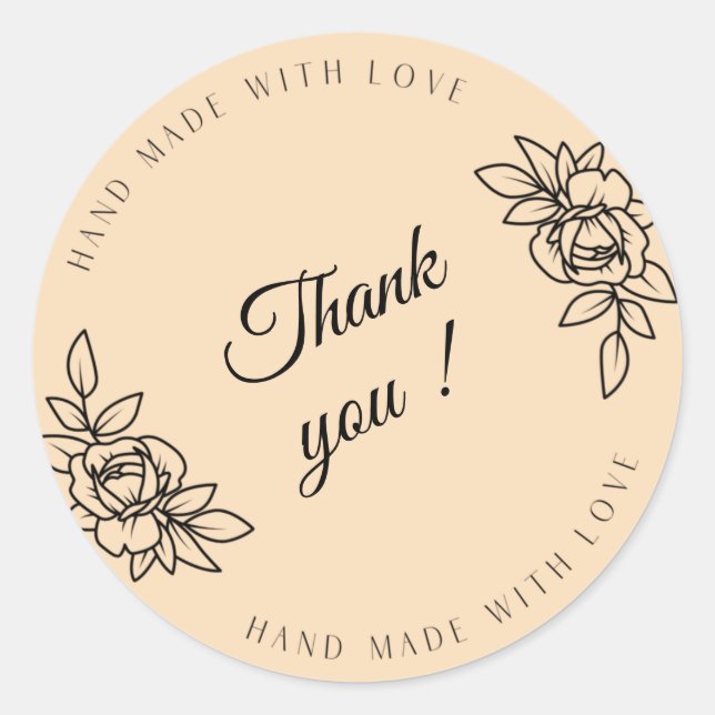 Sticker Rond Fait à la main avec amour (Devant)