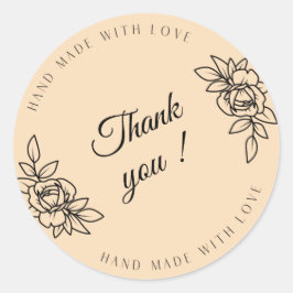 Sticker Rond Fait à la main avec amour