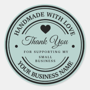Sticker Rond Fait à la main avec amour merci