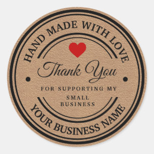 Sticker Rond fait à la main avec amour merci