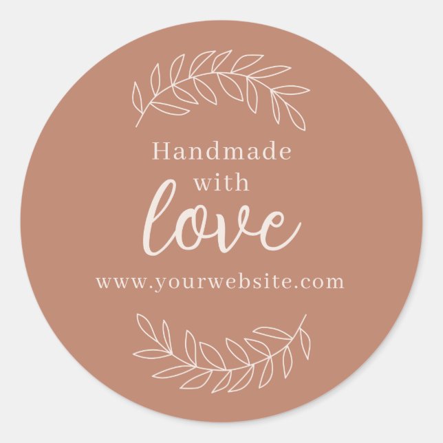 Sticker Rond Fait à la main Avec amour petite entreprise (Devant)