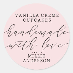Sticker Rond Fait à la main avec Love Script Heart Business   R