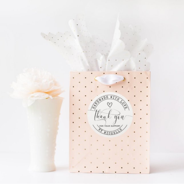 Sticker Rond Fait à la main avec Merci d'amour (Créateur téléchargé)