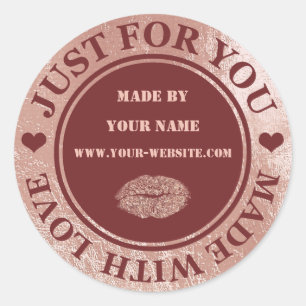 Sticker Rond Fait à la main juste pour vous fait Maroon Rose Li