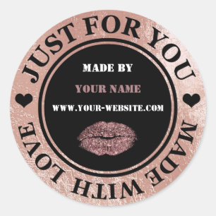 Sticker Rond Fait à la main juste pour vous fait Rose Gold Part