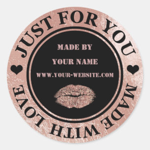 Sticker Rond Fait à la main juste pour vous fait Rose noir bais