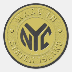 Sticker Rond Fait À New York Staten Island