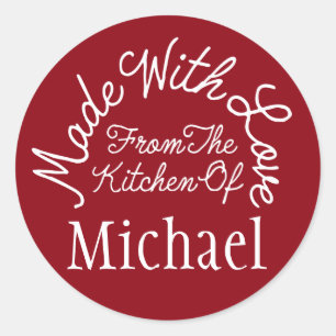 Sticker Rond Fait Avec Amour De La Cuisine De