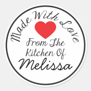 Sticker Rond Fait Avec Amour De La Cuisine De