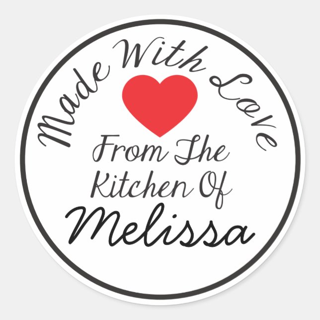 Sticker Rond Fait Avec Amour De La Cuisine De (Devant)