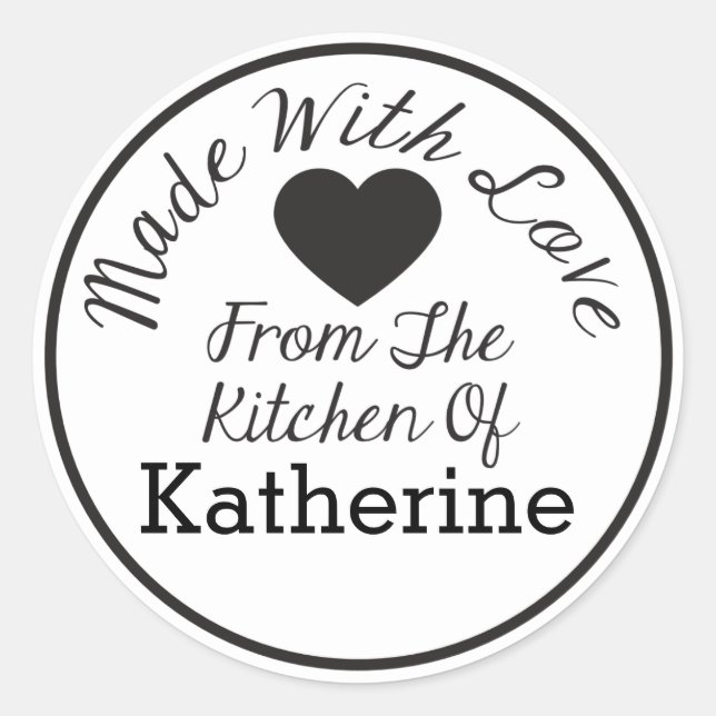Sticker Rond Fait Avec Amour De La Cuisine De (Devant)