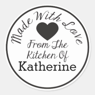 Sticker Rond Fait Avec Amour De La Cuisine De