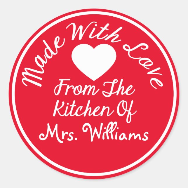 Sticker Rond Fait Avec Amour De La Cuisine De (Devant)