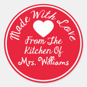 Sticker Rond Fait Avec Amour De La Cuisine De