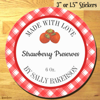 Sticker Rond Fait Avec Amour Fraise Éditables Rouge Blanc à Car