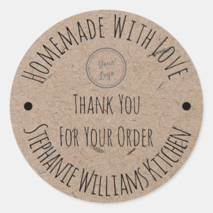 Sticker Rond Fait avec Amour Logo Merci pour votre commande