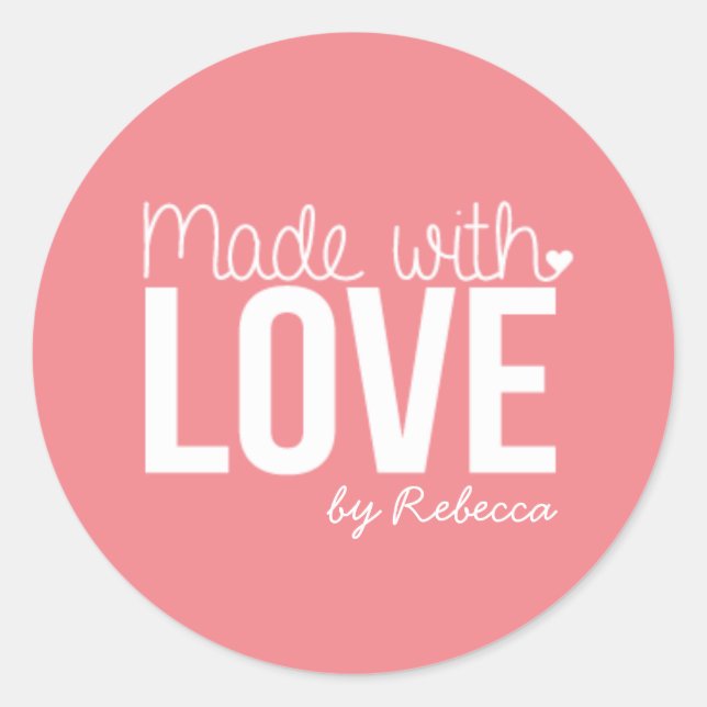 Sticker Rond Fait avec l'autocollant d'amour (Devant)