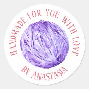 Sticker Rond Fait avec le fil personnalisé par amour