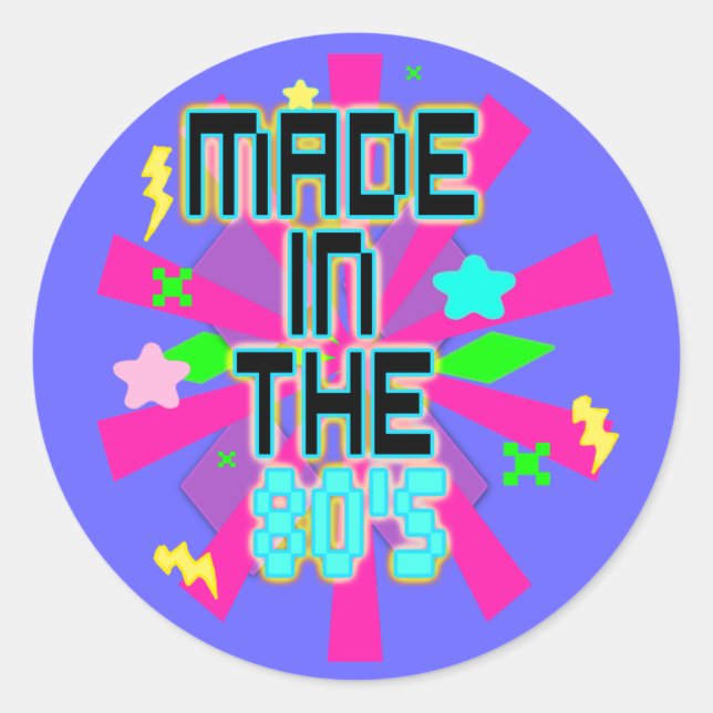 Sticker Rond Fait Dans L'Autocollant Des Années 80 (Devant)