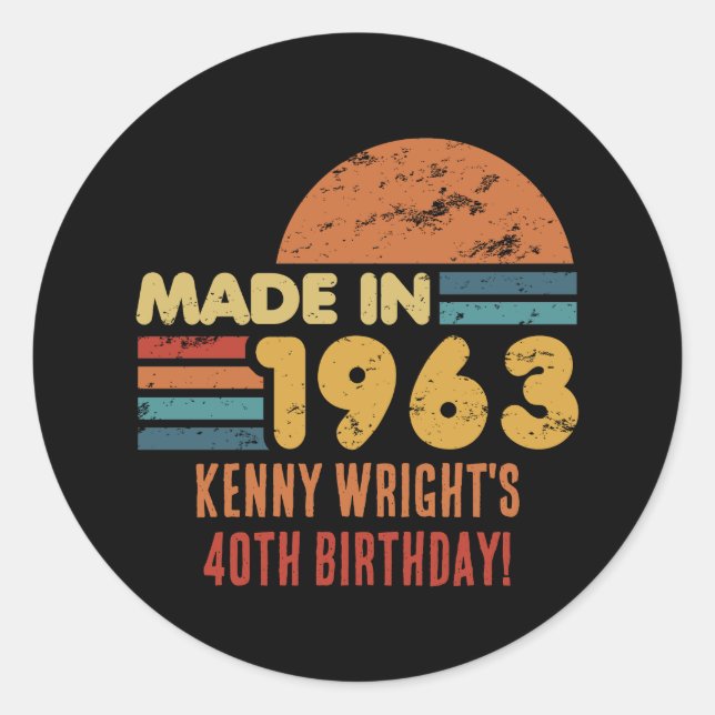 Sticker Rond Fait En 1963 60e Anniversaire (Devant)