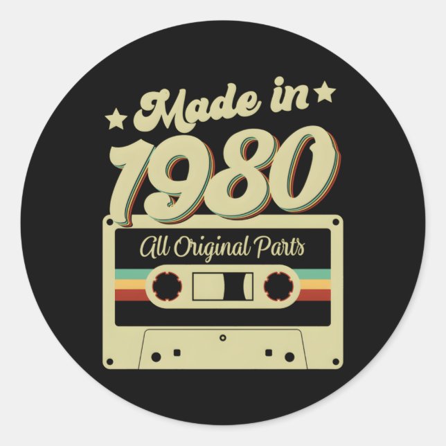 Sticker Rond Fait En 1980 Tous Original P 42 (Devant)