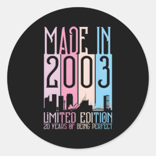 Sticker Rond Fait En 2003 20 Ans Être Parfait