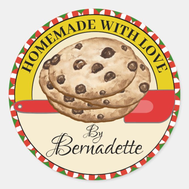 Sticker Rond Fait Maison Avec Amour (Devant)