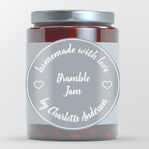 Sticker Rond Fait maison avec amour Coeur Jam Jar Canning Gre