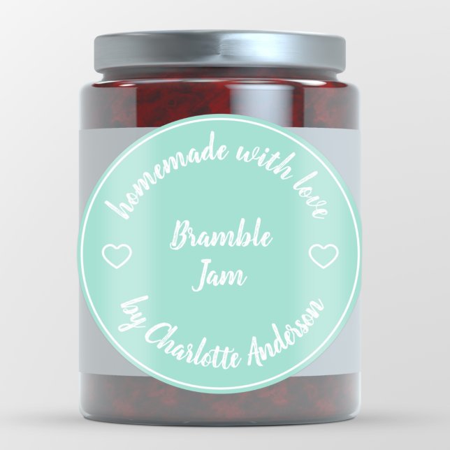 Sticker Rond Fait maison avec amour | Coeur moderne confiture M (Créateur téléchargé)