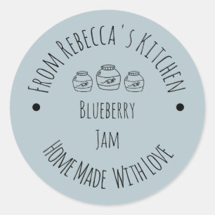 Sticker Rond Fait maison avec amour Dusty Blue   Jam Canning Ét