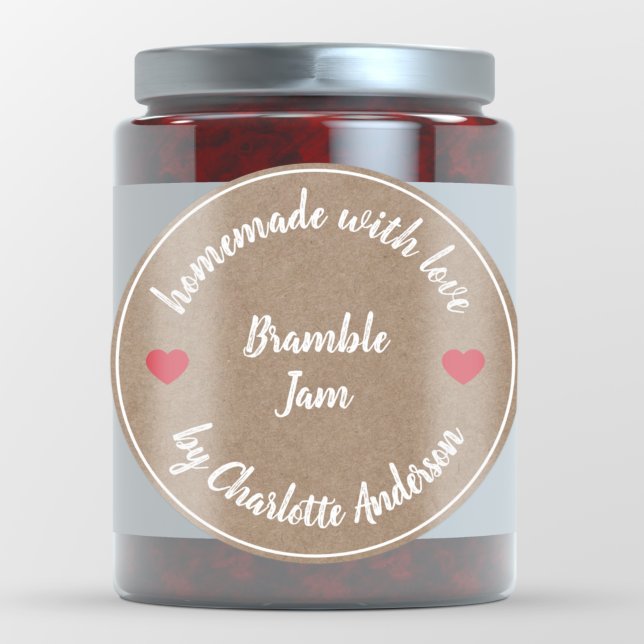 Sticker Rond Fait maison avec amour | Jam Canning Kraft Coeur r (Créateur téléchargé)