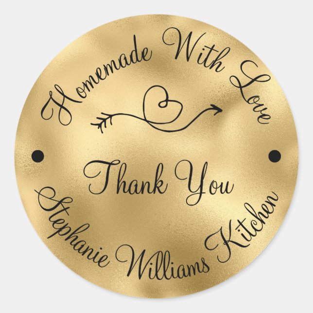 Sticker Rond Fait maison avec amour | Merci d'or Faux (Devant)