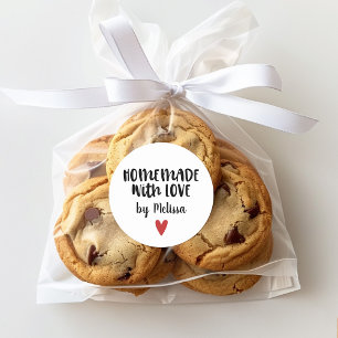 Sticker Rond Fait Maison Avec Amour Personnalisé
