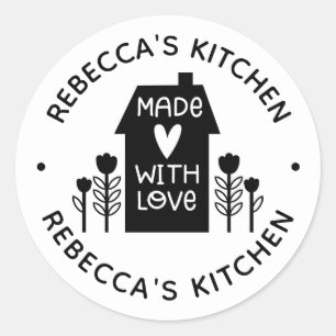 Sticker Rond Fait Maison Avec Amour Personnalisé