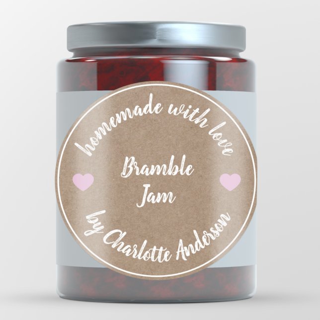 Sticker Rond Fait maison avec amour | Pink Heart Jam Canning Kr (Créateur téléchargé)