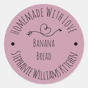 Sticker Rond Fait Maison avec Amour Rose Poussiéreux    Produit