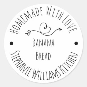 Sticker Rond Fait maison avec coeur d'amour et flèche   Produit