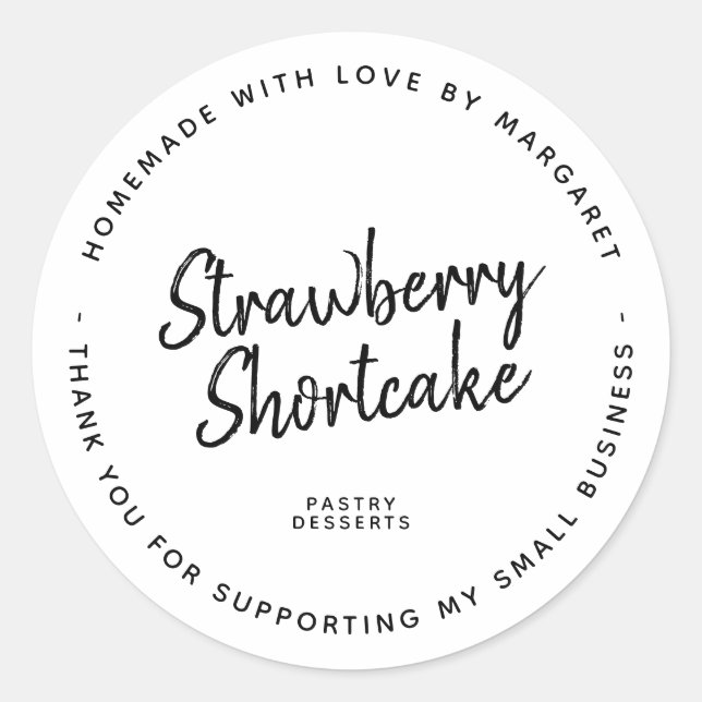Sticker Rond Fait Maison Avec Dessert D'Amour Blanc (Devant)