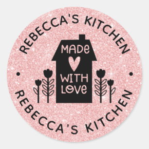 Sticker Rond Fait Maison Avec Le Rose D'Amour