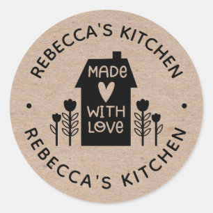 Sticker Rond Fait maison avec Love Kraft