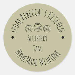 Sticker Rond Fait maison avec Love Sage Green Jam Canning Éti