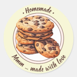 Sticker Rond Fait maison - mmm... fait avec amour