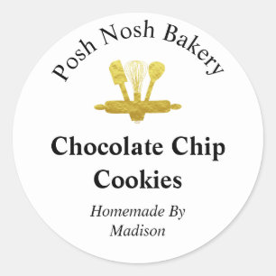 Sticker Rond Fait maison par Whisk d'or sur les produits cuits
